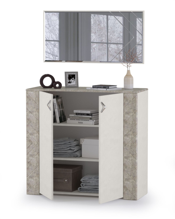 Комоды, Комод с зеркалом Амели 13.107+Зерк шёлковый камень/бетон чикаго беж