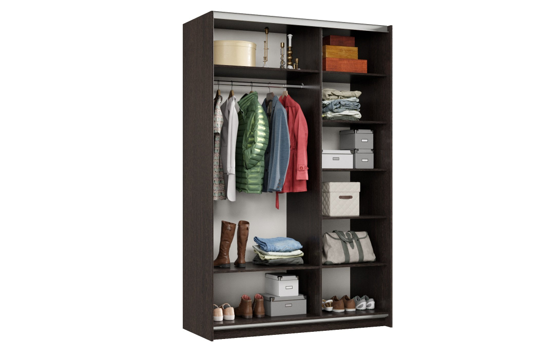 Шкафы-купе 2-х дверные, Шкаф-купе Smart 1422 2х дверный (фасады ЛДСП,зеркало) профиль серебро