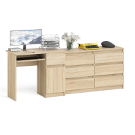 Домашние кабинеты, Компьютерный стол МС-1 с дверкой и ящиком справа и комодом на 1200 6 ящиков Мори