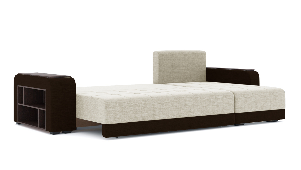 Диваны угловые в гостиную, Диван-кровать угловой Милан ПБ еврокнижка, рогожка+кож.зам