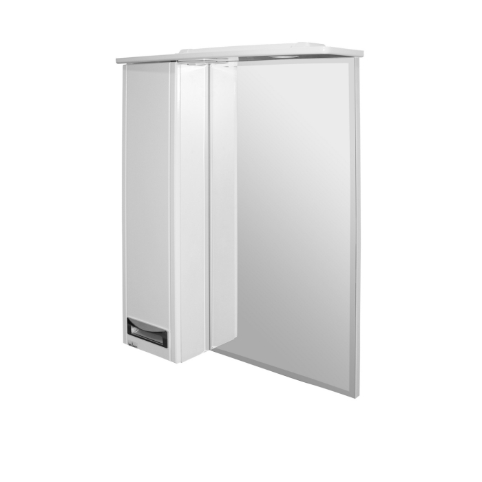 Шкафы с зеркалом, Шкаф навесной Альфа-64 NEW левый с подсветкой (высота 800) (ПВХ)