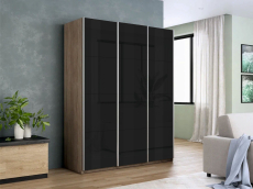 Шкафы-купе 3-х дверные, Шкаф-купе Прайм 3-х дверный Стекла черные/Доводчики 180х57х230