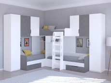 Для подростков, Кровать двухъярусная Трио/3 Белый