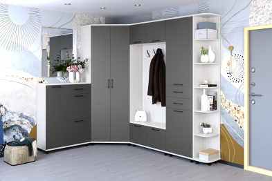 Модульная прихожая Грейс композиция 1  Снежный Ясень