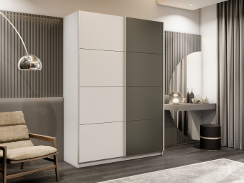 Шкаф-купе Прайм 2-х дверный ДСП/Стекло хаки/Доводчики 120х57х230