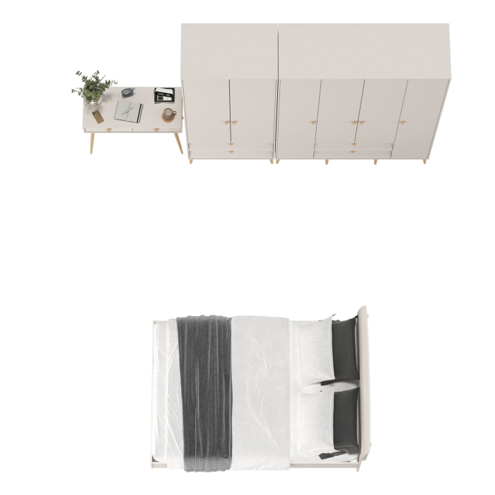 Спальные гарнитуры, Два платяных шкафа для одежды со столиком и двуспальной кроватью Афина 1400