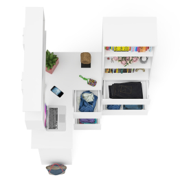 Рабочее место с угловым столом Мори МС-16 правым со стеллажом и полкой