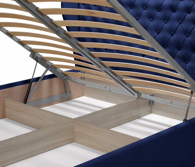 Мягкая кровать, Кровать с мягким изголовьем Мишель 1600 с подъемным механизмом, микровелюр