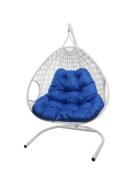 Подвесное кресло ДЛЯ ДВОИХ ЛЮКС с ротангом белое