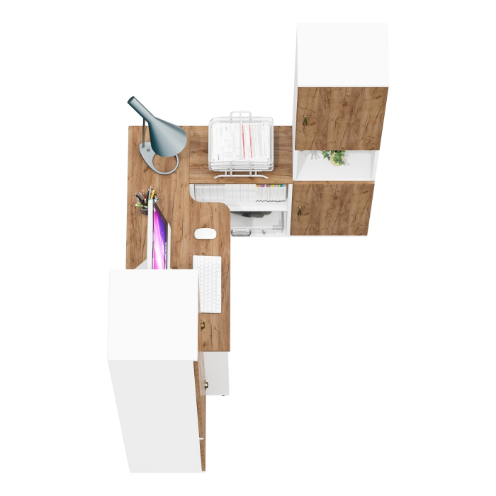 Домашние кабинеты, Стол-трансформер письменный Лидер-8 с пеналом с нишей и пеналом МД 21Б