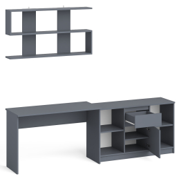 Тумба большая с дверками и нишами с письменным столом Мори и верхней полкой на 1200