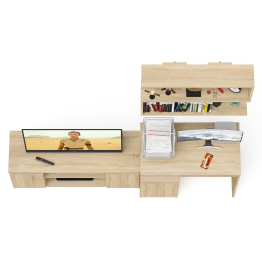 Стол однотумбовый компьютерный Мори МС-1 левый с полкой на 900 и тумбой на 1200