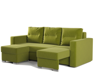 Угловой диван трансформер Рио правый с пуфиком