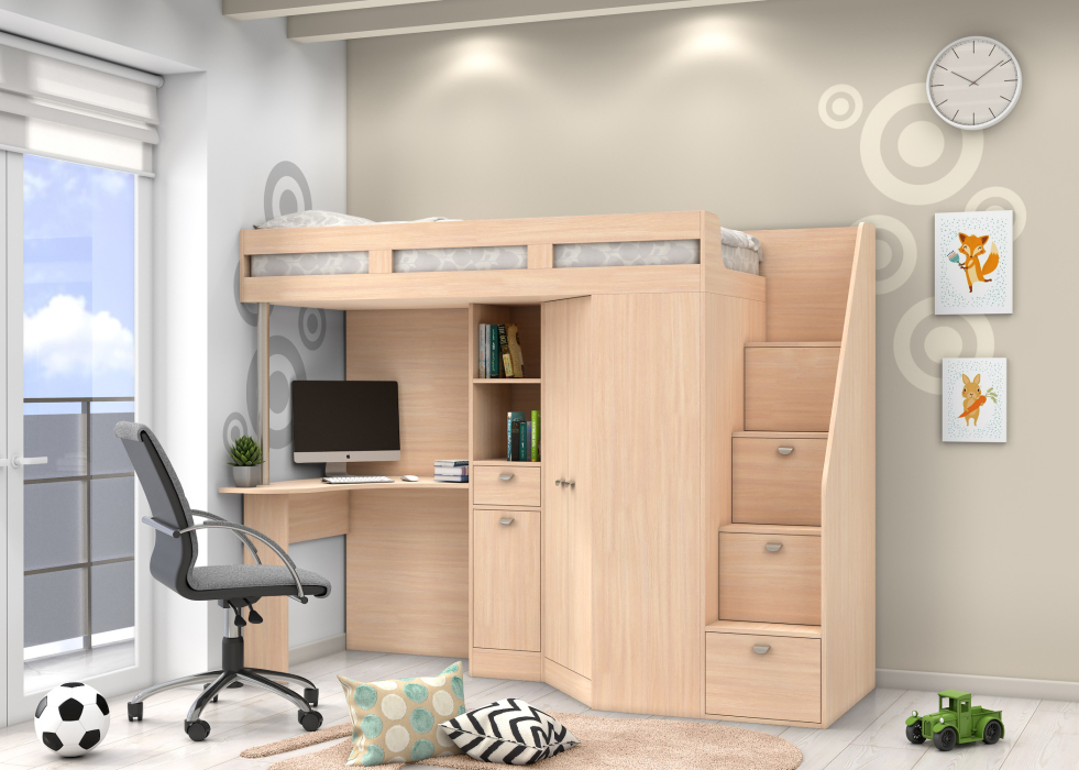 Кровати-чердаки, Кровать чердак Golden Kids 6 дуб молочный