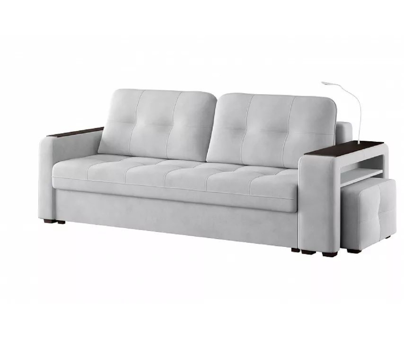 Диваны с ящиком для белья, Диван-кровать прямой Smart 4 пуф справа Велюр