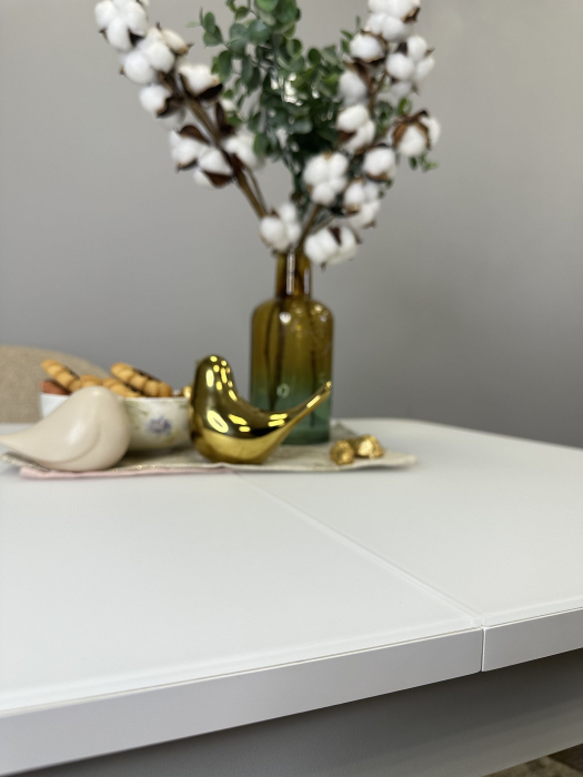 Обеденные столы, Стол Kenner 900 K раздвижной, стекло белое сатин