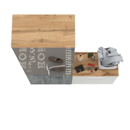 Шкаф для одежды с зеркальными дверками и обувница Октава.