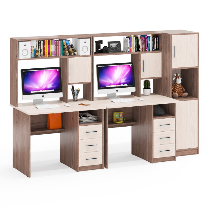 Домашние кабинеты, Стенка из компьютерных столов для двоих человек СК-9