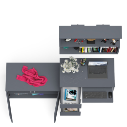 Тумба с дверками МА900 с компьютерным столом МС-6 левым и полкой 900