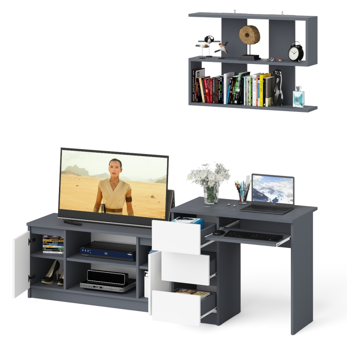 Прямые компьютерные столы, Мори стол компьютерный МС-6 левый с тумбой МТВ1200.1 и навесной открытой полкой