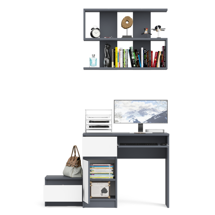 Прямые компьютерные столы, Стол компьютерный Мори МС-1 левый с тумбой и полкой 900