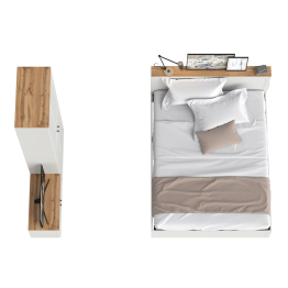 Кровать двухспальная Остин с ортопедическим основанием с тумбой 13.257 и шкафом 16.307