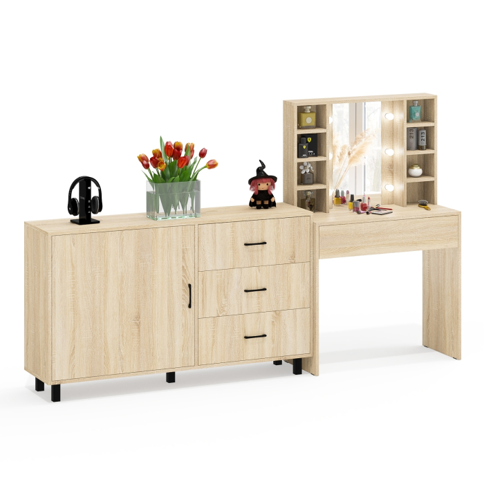 Туалетные столики, Столик туалетный с полочками и с подсветкой и комод 122-1504