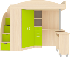 Кровати-чердаки, Кровать чердак Юниор 4, Дуб Молочный