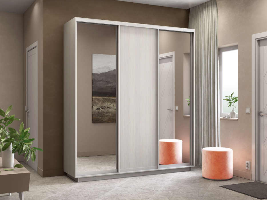 Шкафы-купе, Шкаф-купе Экспресс Медиум (2 зеркала) трио 2200 x 2100 x 600