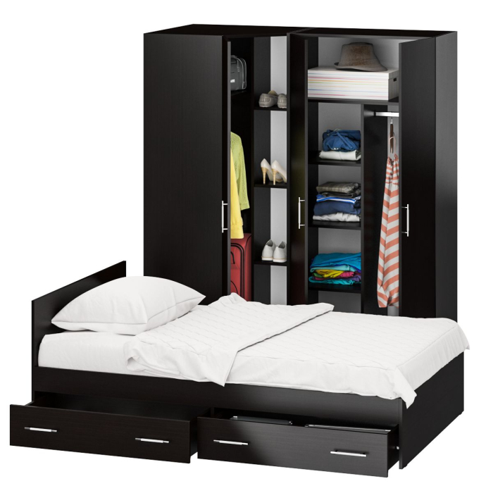 Спальные гарнитуры, Гарнитур Спальный № 2 Стандарт с кроватью 1200 с ящиками