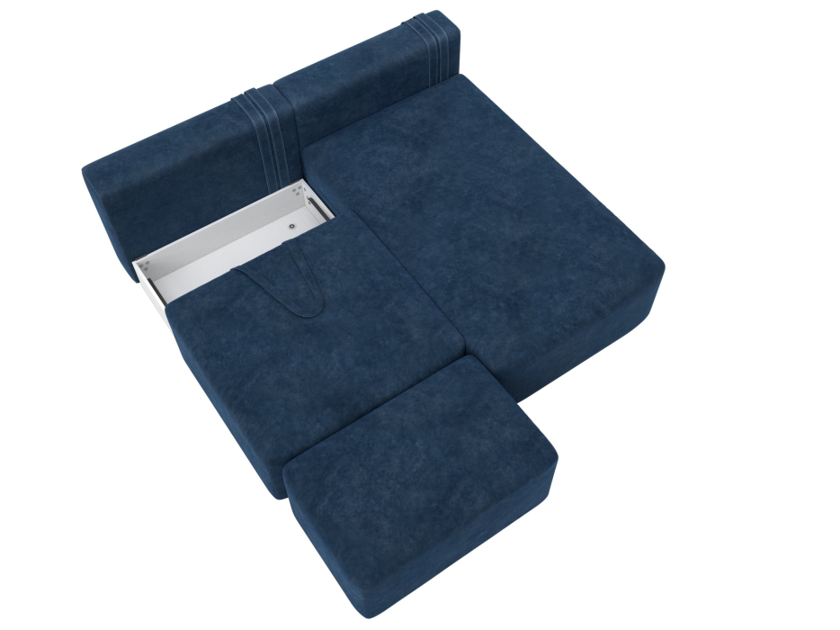 Диваны угловые в гостиную, Диван угловой модульный с пуфом Лига-060 НПБ угол универсальный, велюр BRUT