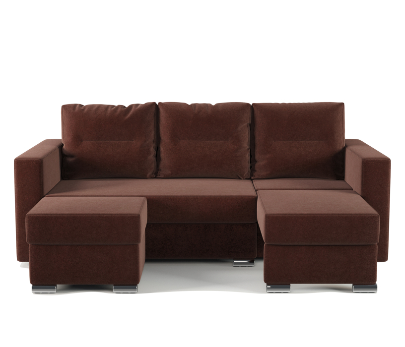 Диваны угловые в гостиную, Угловой диван трансформер Рио правый с пуфиком