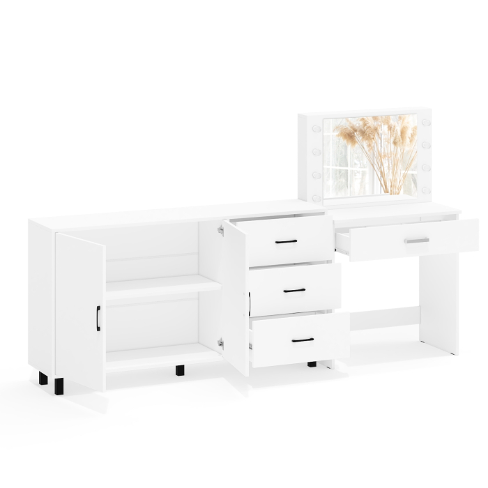 С зеркалом, Комод-тумба 123-1604 и туалетный столик с подсветкой СТ-4