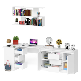 Угловой компьютерный стол Мори МС-16 левый с верхней полкой и тумбой-комодом 1200-3