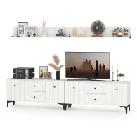 Стенки для гостиной, Две тумбы под ТВ с двумя полками Валенсия № 52