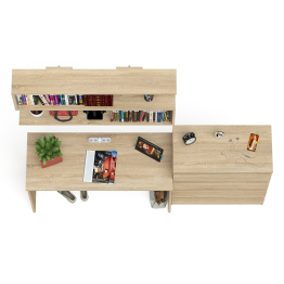 Комод Мори четыре ящика МК800.4 с письменным столом с навесной полкой на 1200