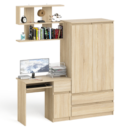 Стол компьютерный с ящиком МС-1 правый с навесной полкой и шкаф-комод МШ900.1 Мори