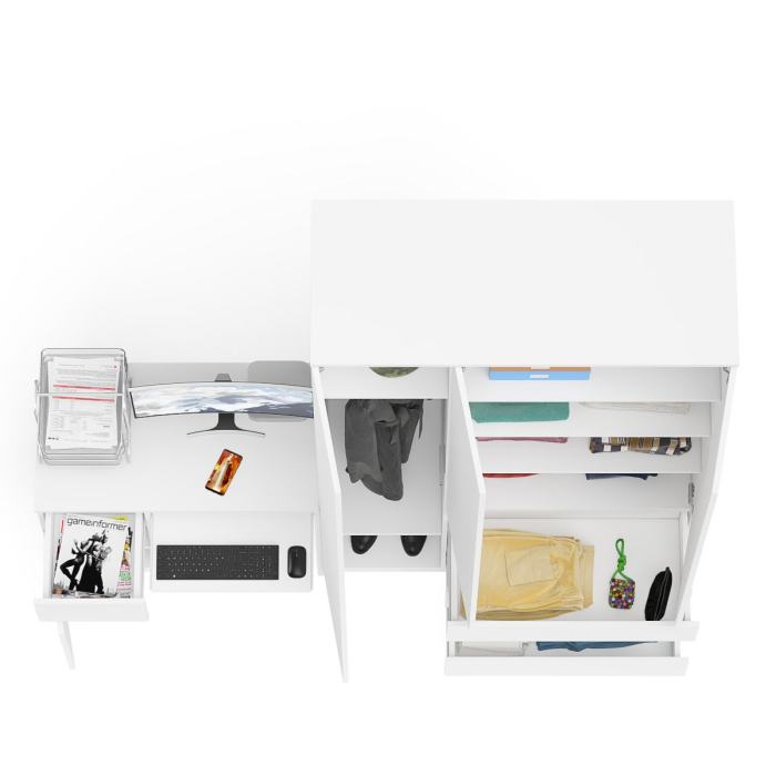 Домашние кабинеты, Компьютерный стол с тумбой с дверкой и ящиком левый и шкаф-комод Мори МШ1200-1