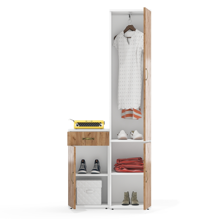 Домашние кабинеты, Тумба с дверкой и ящиком и пенал с вешалкой для одежды и полкой Лидер-8