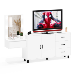 Косметический навесной столик с подсветкой и комод с ящиками и дверками 123-1604