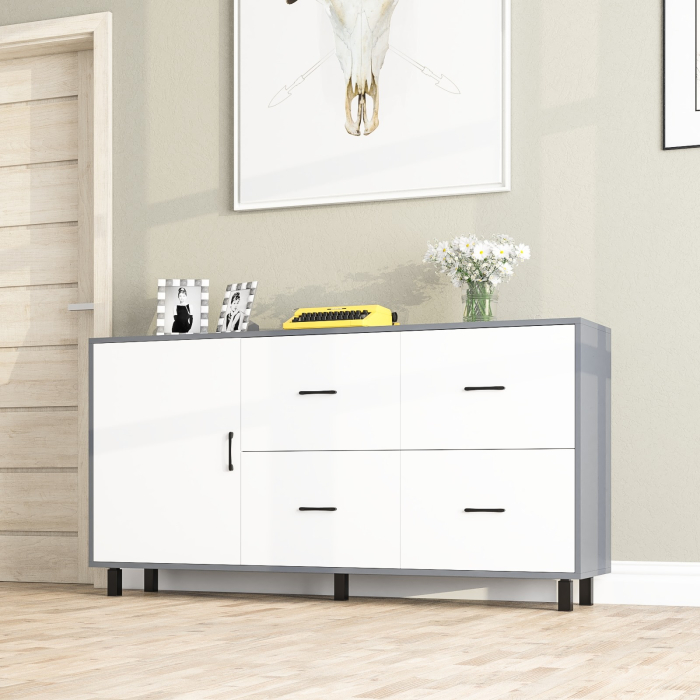 Комоды, Комод широкий с дверкой и ящиками РВК 125-1704