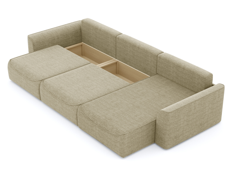 Диваны угловые в гостиную, Диван-кровать угловой Рафаэль 3 секции еврокнижка НПБ, рогожка