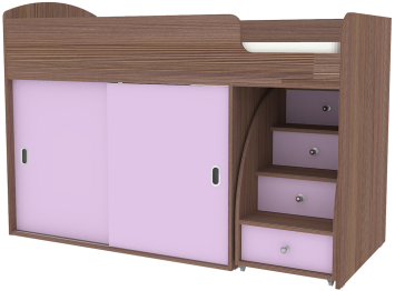 Кровать чердак Малыш Купе, Бодего Темный -  Ирис