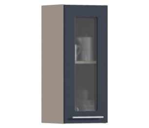 Регина РП-30 Полка с витриной Песочный/МДФ Графит глянец