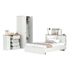 Спальня Остин из комода-тумбы с кроватью 1600 с основанием и бельевого шкафа 13.224