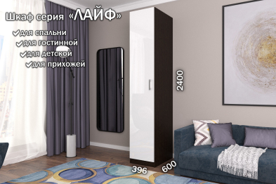 Распашной шкаф Лайф с полками 40*60*240 Венге