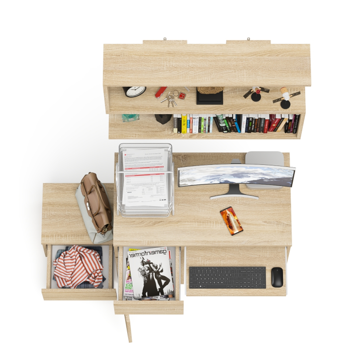 Прямые компьютерные столы, Стол компьютерный Мори МС-1 левый с тумбой и полкой 900