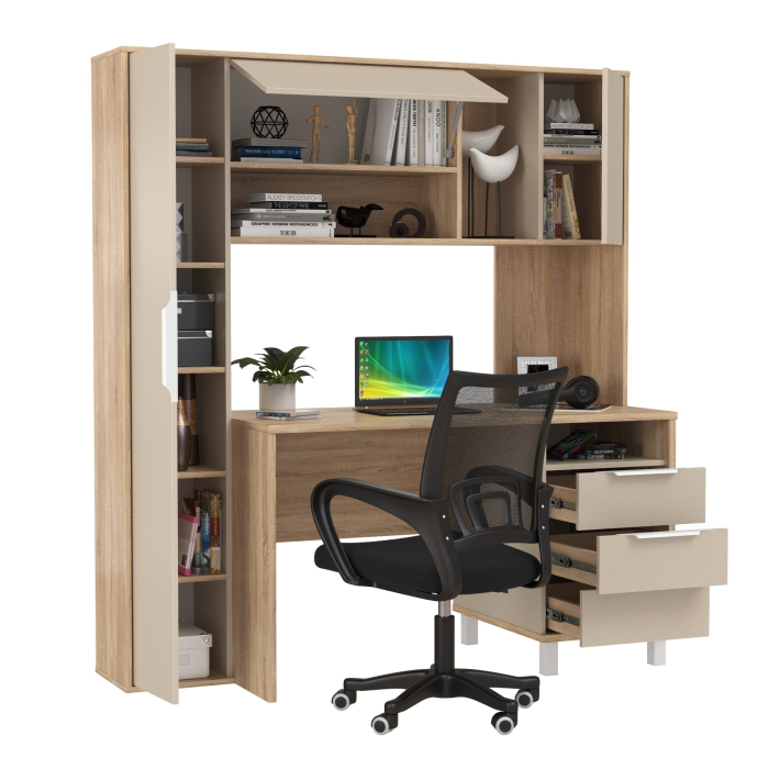 Прямые компьютерные столы, Домашний офис Mobi Комфорт 12.95N с компьютерным креслом 103 чёрного цвета