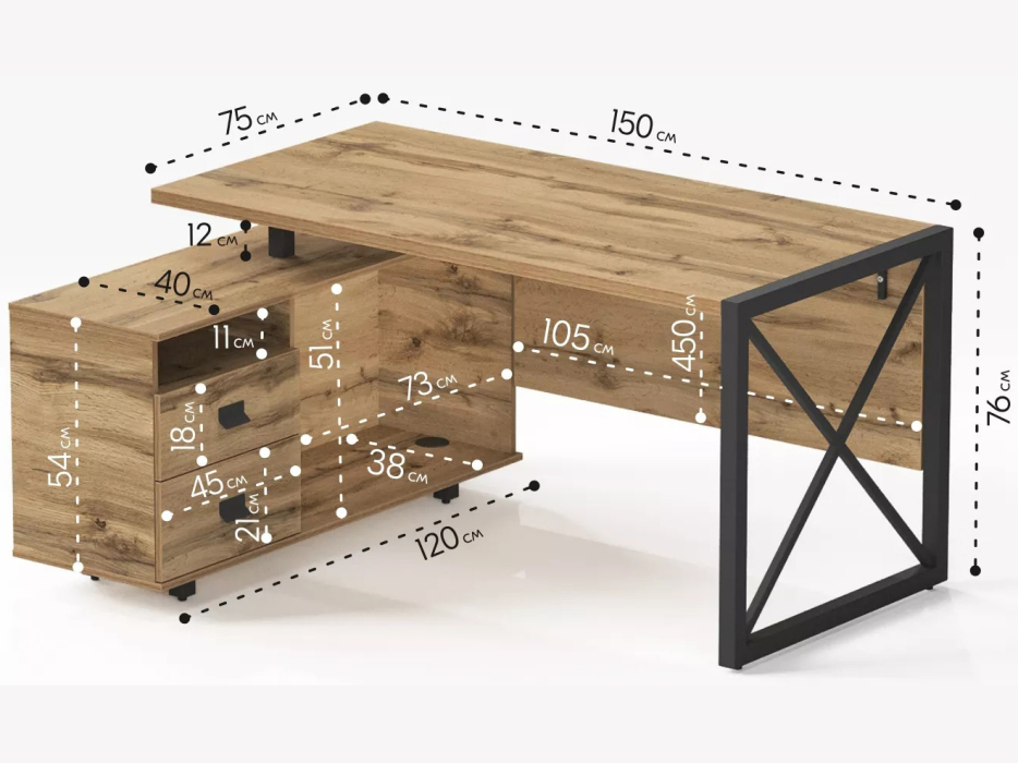 Угловые, Стол рабочий универсальный Калифорния Хардвиг СР01 ЛДСП