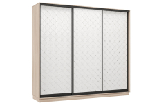 Шкафы-купе 3-х дверные, Шкаф-купе Премьер 34 (01РБ;01РБ;01РБ) фасады ромб белый/трёхдверный/Профиль чёрный муар